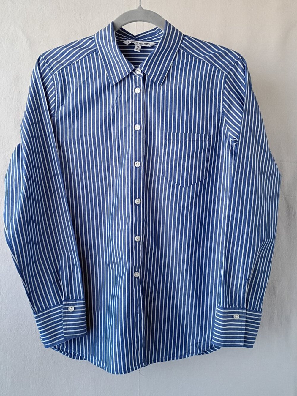Elizabeth and James Blue White Striped Cotton Button Down Shirt M